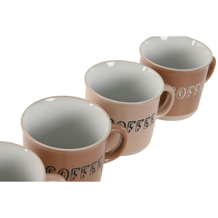 Set de Căni de Cafea Home ESPRIT Maro Gresie 4 Piese 180 ml