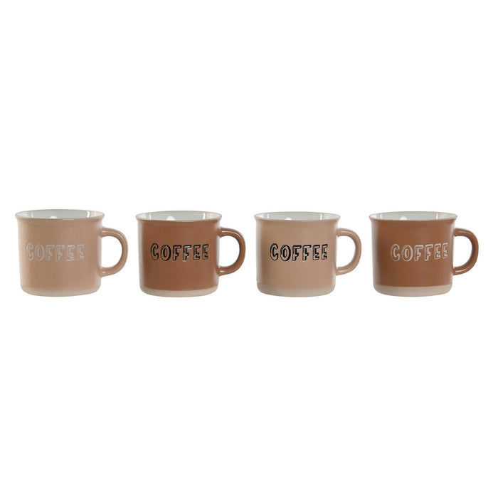 Set de Căni de Cafea Home ESPRIT Maro Gresie 4 Piese 180 ml