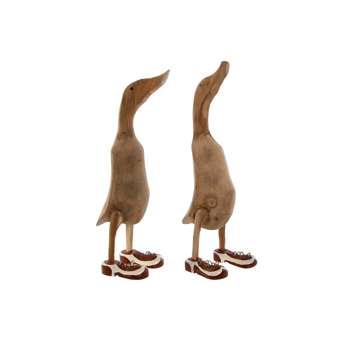 Figură Decorativă Home ESPRIT Alb Roșu Natural Rață 14 x 28 x 43 cm (2 Unități)