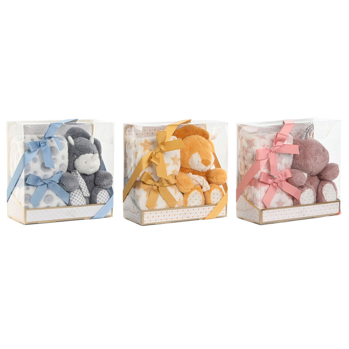 Set Cadou pentru bebeluși Home ESPRIT Galben Albastru Roz Poliester (3 Unități)