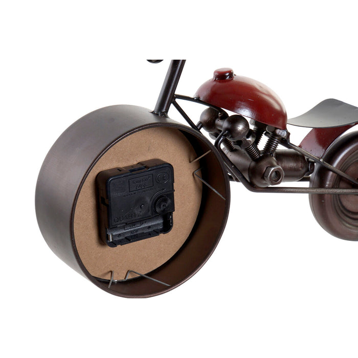 Stolní hodiny Home ESPRIT Roșu Metal Geam Lemn MDF Motocicletă Vintage 32,5 x 10 x 18 cm