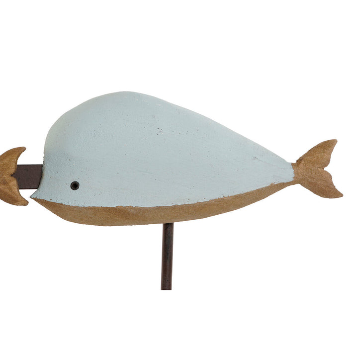 Cuier de perete Home ESPRIT Alb Albastru celest Metal Lemn de paulownia Balenă 45 x 10 x 17,5 cm (2 Unități)