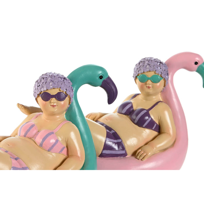 Figură Decorativă Home ESPRIT Multicolor Turquoise Liliachiu Mediterană 22 x 9,5 x 13 cm (2 Unități)