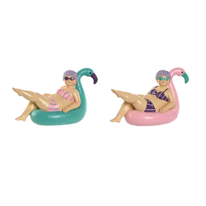 Figură Decorativă Home ESPRIT Multicolor Turquoise Liliachiu Mediterană 22 x 9,5 x 13 cm (2 Unități)