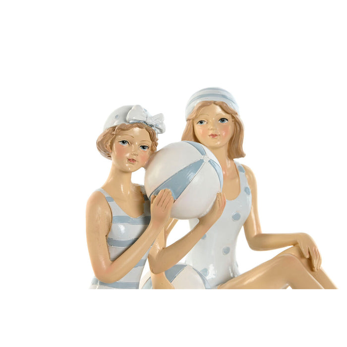 Figură Decorativă Home ESPRIT Alb Albastru celest Mediterană 8 x 8 x 12,5 cm (2 Unități)