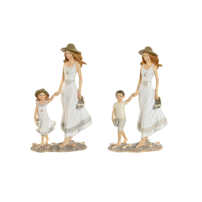Figură Decorativă Home ESPRIT Alb Bej 14,5 x 8 x 24,5 cm (2 Unități)