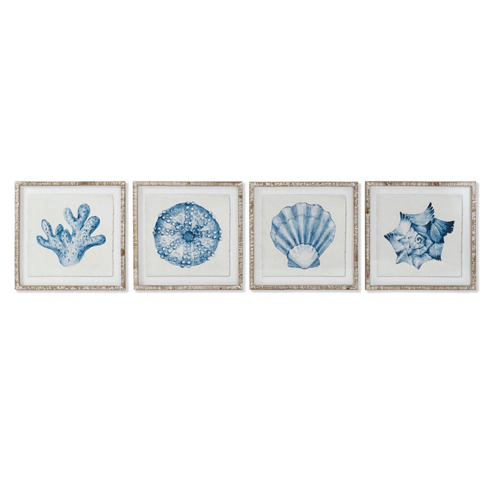 Tablou Home ESPRIT Coral Mediterană 50 x 2,5 x 50 cm (4 Unități)