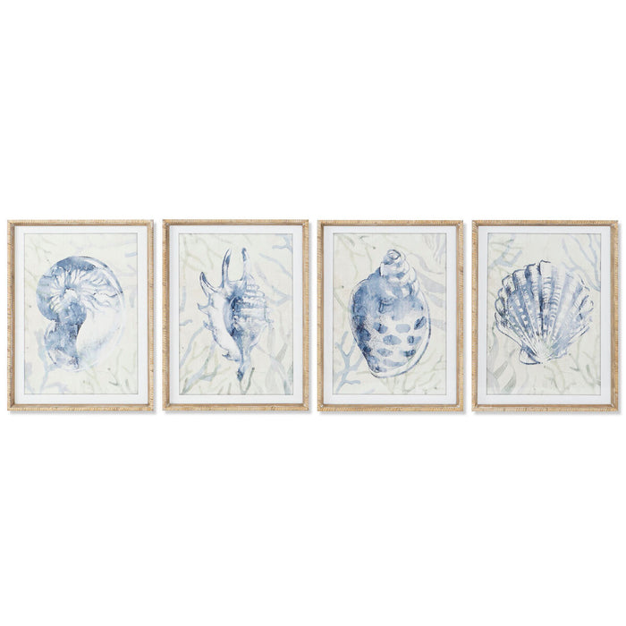 Tablou Home ESPRIT Mediterană Scoică 45 x 2,5 x 60 cm (4 Unități)
