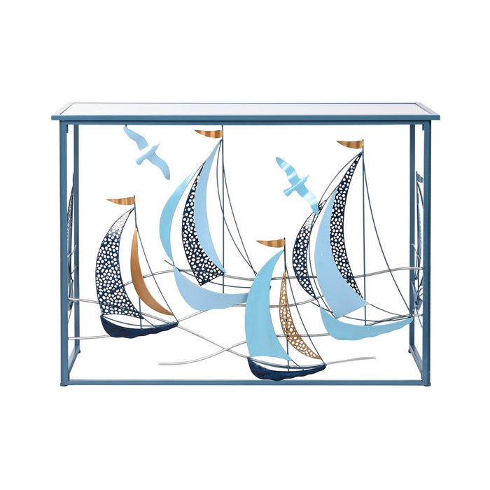 Consolă Home ESPRIT Albastru Metal Oglindă 108 x 36 x 80 cm