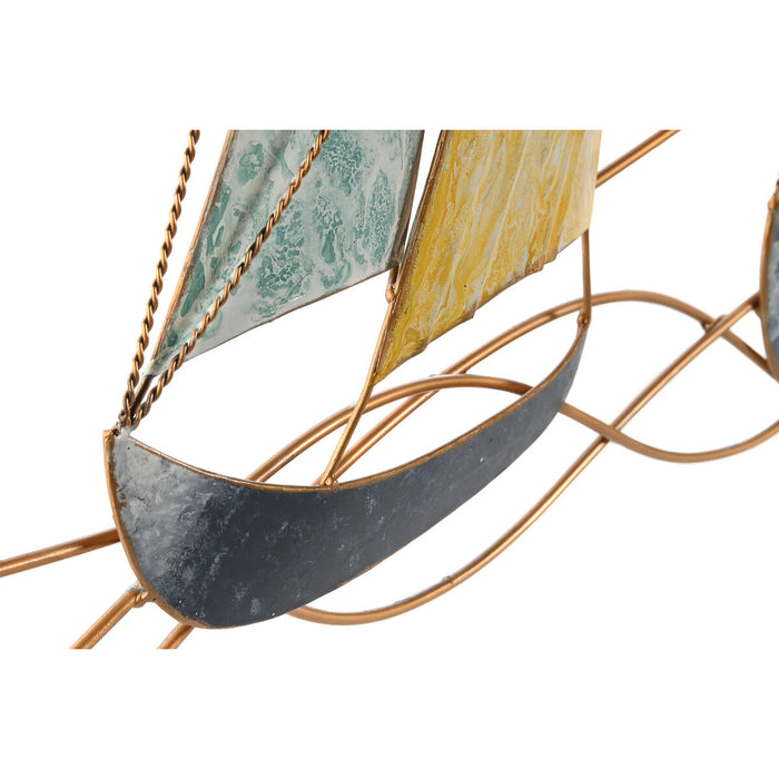 Decorațiune de Perete Home ESPRIT Albastru Auriu* Bărci cu Pânze 117,5 x 5 x 58 cm