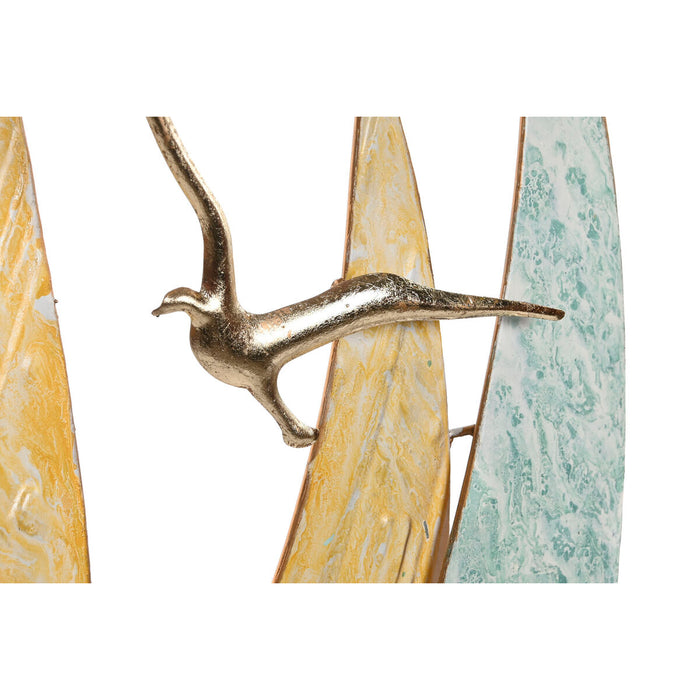 Decorațiune de Perete Home ESPRIT Albastru Auriu* Bărci cu Pânze 117,5 x 5 x 58 cm