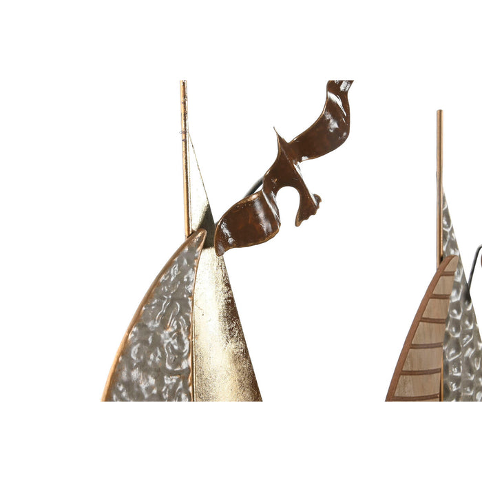 Decorațiune de Perete Home ESPRIT Maro Gri Auriu* Argintiu Bărci cu Pânze 66 x 4 x 53 cm