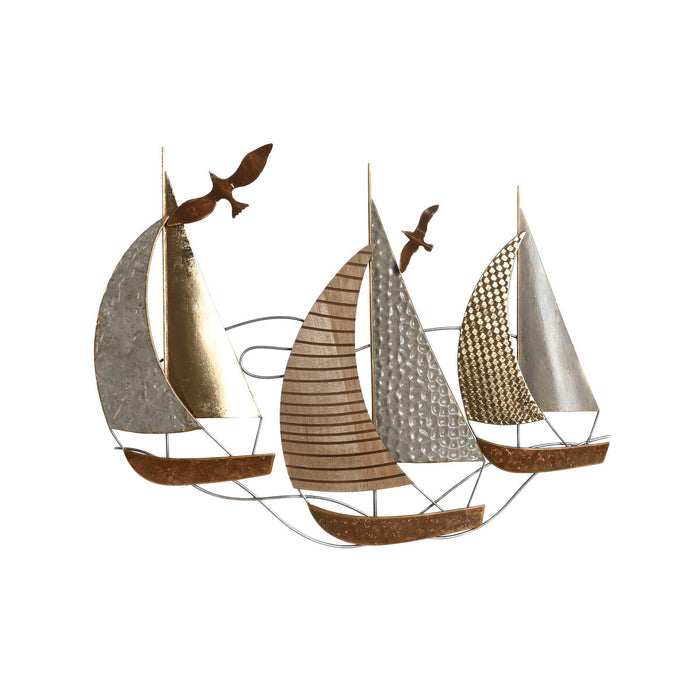 Decorațiune de Perete Home ESPRIT Maro Gri Auriu* Argintiu Bărci cu Pânze 66 x 4 x 53 cm