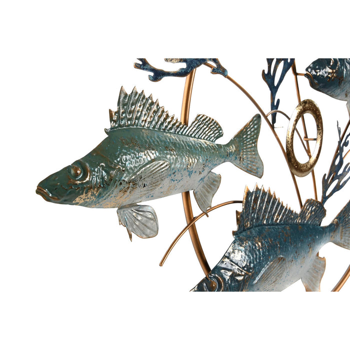 Decorațiune de Perete Home ESPRIT Albastru Auriu* Mediterană Pești 91 x 4,5 x 50 cm