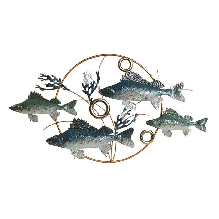 Decorațiune de Perete Home ESPRIT Albastru Auriu* Mediterană Pești 91 x 4,5 x 50 cm