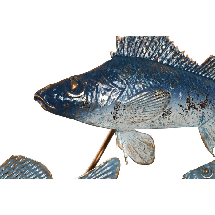 Decorațiune de Perete Home ESPRIT Albastru Auriu* Mediterană Pești 118 x 6,5 x 58 cm