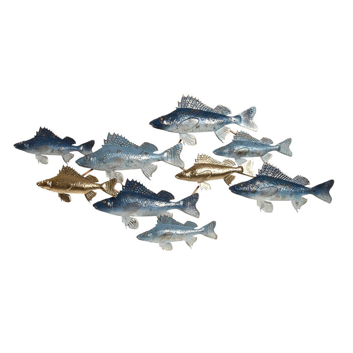 Decorațiune de Perete Home ESPRIT Albastru Auriu* Mediterană Pești 118 x 6,5 x 58 cm