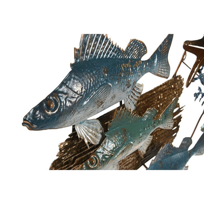 Decorațiune de Perete Home ESPRIT Albastru Auriu* Mediterană Pești 100 x 5 x 46 cm
