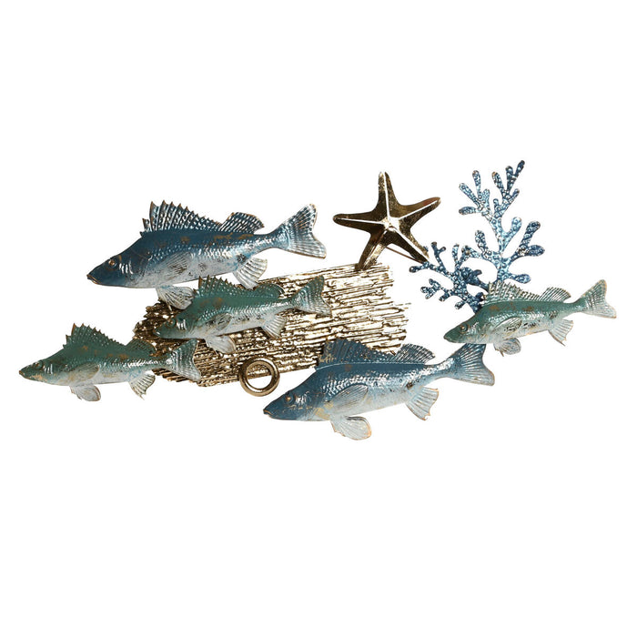 Decorațiune de Perete Home ESPRIT Albastru Auriu* Mediterană Pești 100 x 5 x 46 cm