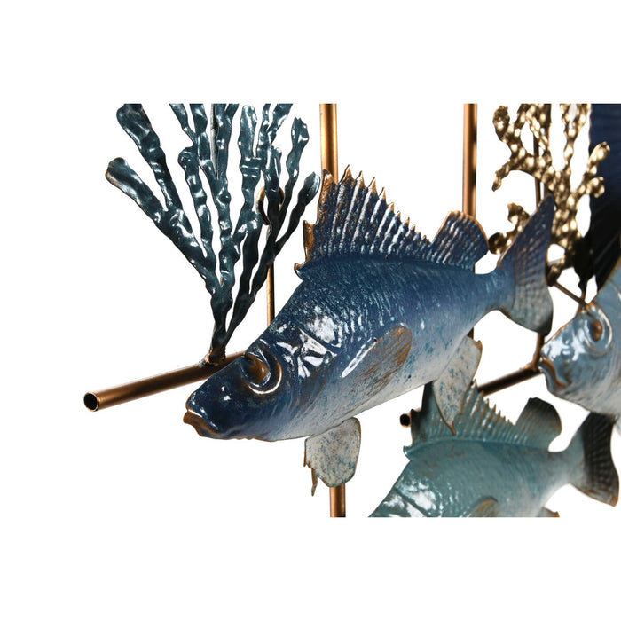 Decorațiune de Perete Home ESPRIT Albastru Auriu* Mediterană Pești 93 x 6 x 51,5 cm