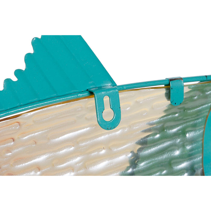 Decorațiune de Perete Home ESPRIT Albastru Multicolor Auriu* Pește Mediterană 70 x 4,5 x 25,5 cm (2 Unități)