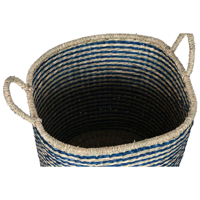 Set de Coșuri Home ESPRIT Albastru Natural Iută Iarbă de mare Mediterană 43 x 43 x 54 cm (3 Piese)
