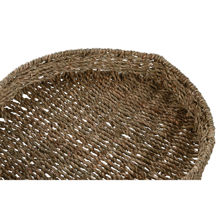 Set de Tăvi Home ESPRIT Natural Metal 49 x 33 x 6 cm (2 Unități)