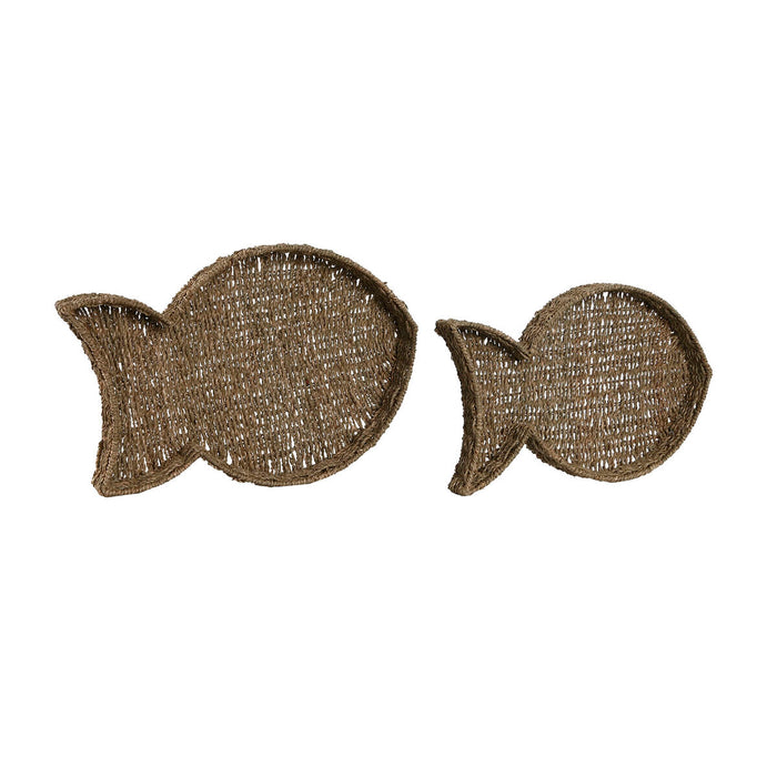 Set de Tăvi Home ESPRIT Natural Metal 49 x 33 x 6 cm (2 Unități)