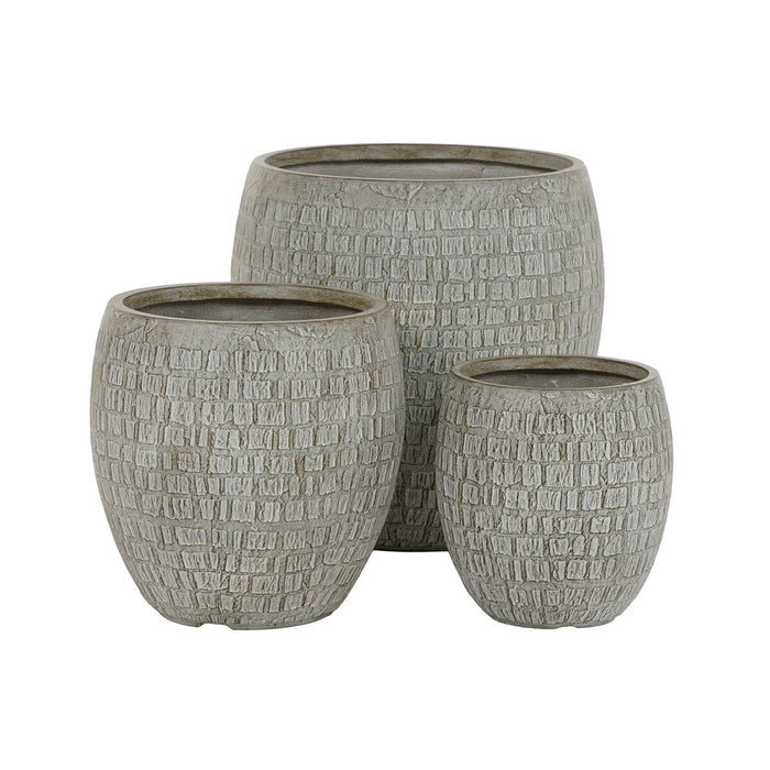 Set de jardiniere Home ESPRIT Gri Fibră de Sticlă Magneziu 55 x 55 x 55,5 cm (3 Unități)
