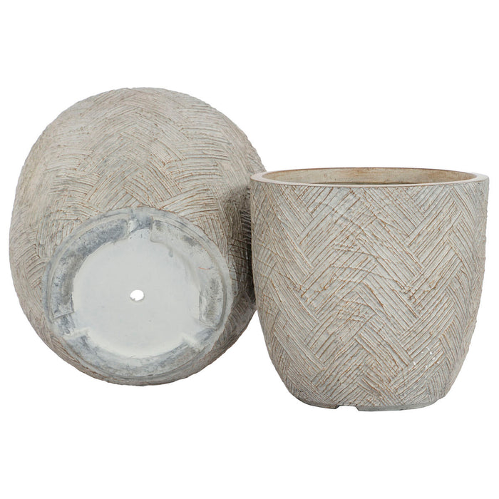 Set de jardiniere Home ESPRIT Bej Fibră de Sticlă Magneziu 44,5 x 44,5 x 43 cm (3 Unități)