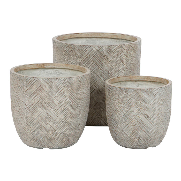 Set de jardiniere Home ESPRIT Bej Fibră de Sticlă Magneziu 44,5 x 44,5 x 43 cm (3 Unități)