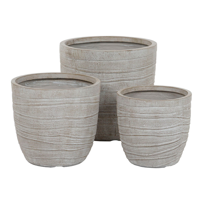 Set de jardiniere Home ESPRIT Bej Fibră de Sticlă Magneziu 45 x 45 x 43 cm (3 Unități)