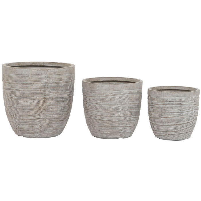 Set de jardiniere Home ESPRIT Bej Fibră de Sticlă Magneziu 45 x 45 x 43 cm (3 Unități)