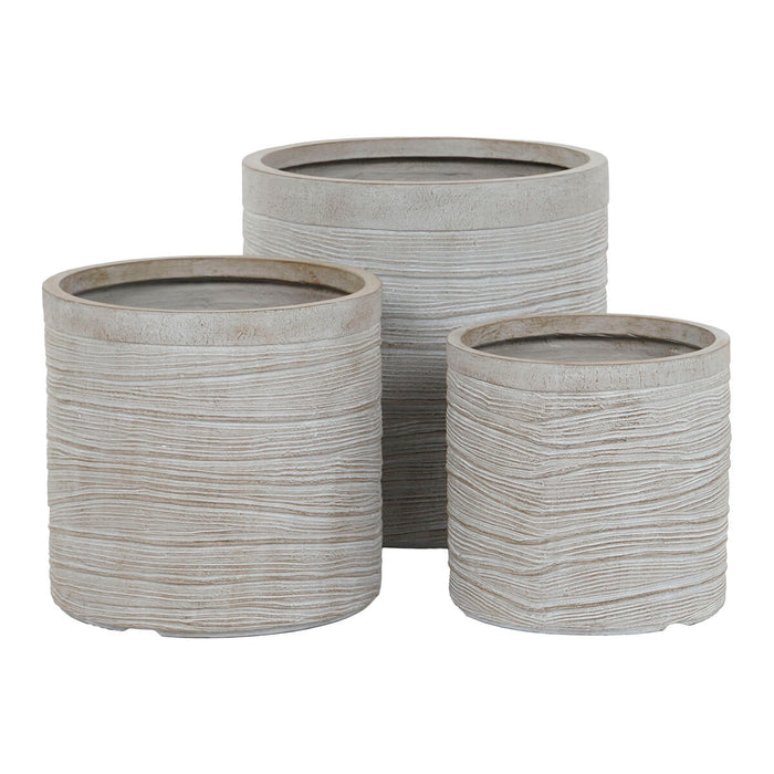 Set de jardiniere Home ESPRIT Bej Fibră de Sticlă Magneziu 44,5 x 44,5 x 44 cm (3 Unități)
