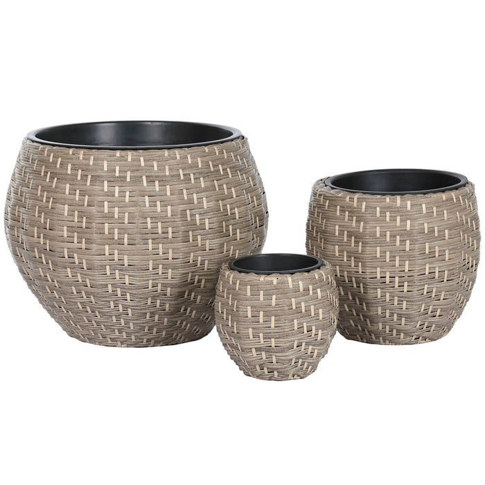 Set de jardiniere Home ESPRIT polipropilenă Ratan 49 x 49 x 36 cm