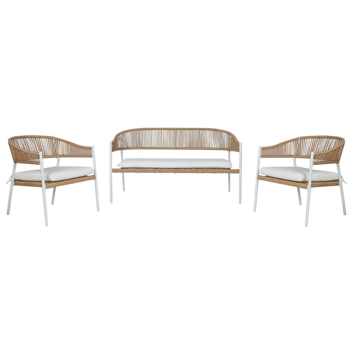Set masă, bancă și 2 scaune Home ESPRIT Aluminiu Geam ratan sintetic 126 x 63 x 67 cm