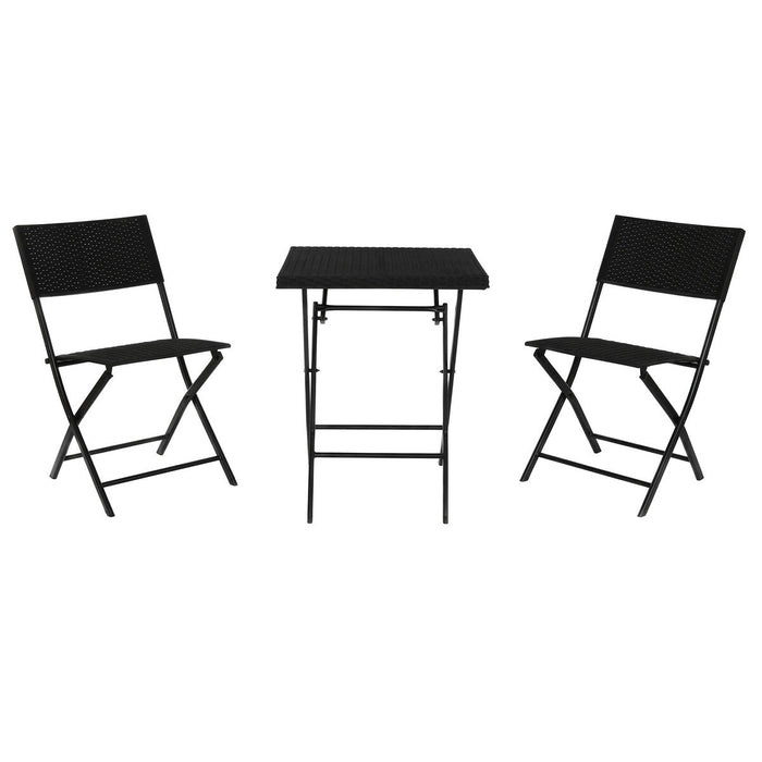 Set de Masă cu 2 Scaune Home ESPRIT Negru Oțel ratan sintetic 58 x 58 x 71,5 cm