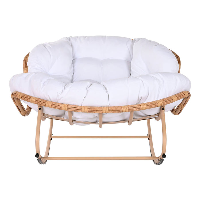 Scaun Balansoar Home ESPRIT Alb Maro Oțel 108 x 108 x 80 cm
