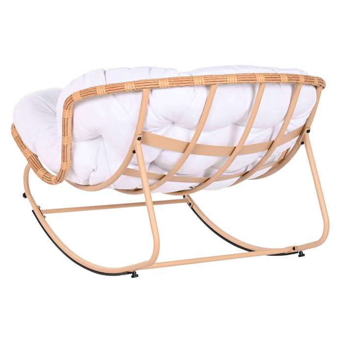 Scaun Balansoar Home ESPRIT Alb Maro Oțel 108 x 108 x 80 cm