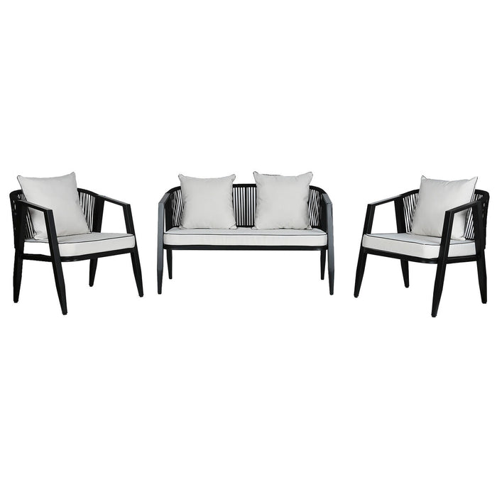 Set masă cu Trei scaune Home ESPRIT Negru Geam Oțel 123 x 66 x 72 cm