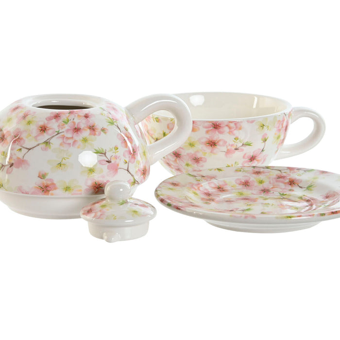 Ceainic Home ESPRIT Alb Roz Roz deschis Dolomite 750 ml (2 Unități)