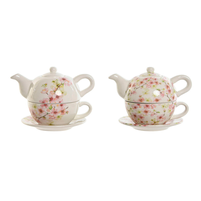 Ceainic Home ESPRIT Alb Roz Roz deschis Dolomite 750 ml (2 Unități)