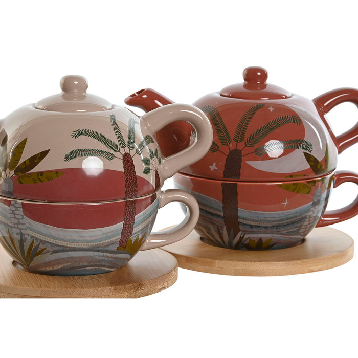Ceainic Home ESPRIT Alb Bej Teracotă Roz deschis Dolomite 750 ml (2 Unități)