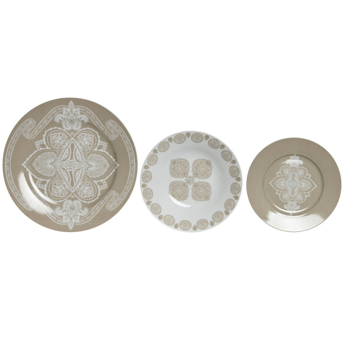 Set de Veselă Home ESPRIT Albastru Bej Porțelan 18 Piese 27 x 27 x 2 cm