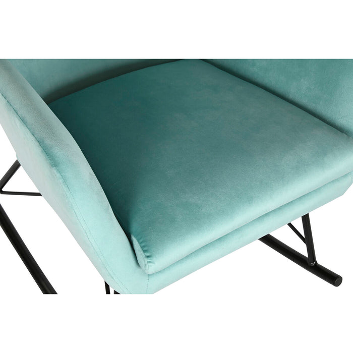 Scaun Balansoar Home ESPRIT Negru Albastru celest Poliester Metal 68 x 90 x 92 cm