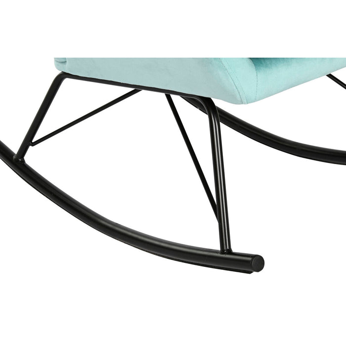 Scaun Balansoar Home ESPRIT Negru Albastru celest Poliester Metal 68 x 90 x 92 cm