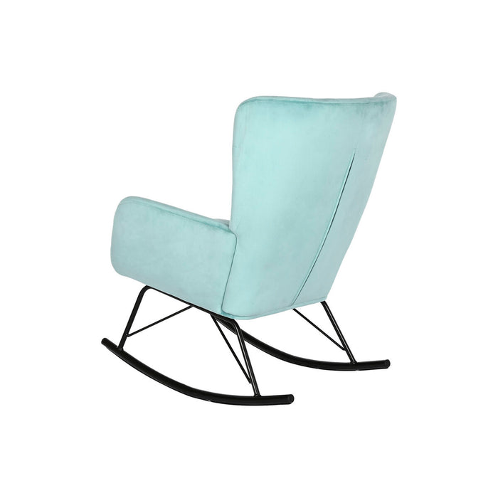Scaun Balansoar Home ESPRIT Negru Albastru celest Poliester Metal 68 x 90 x 92 cm