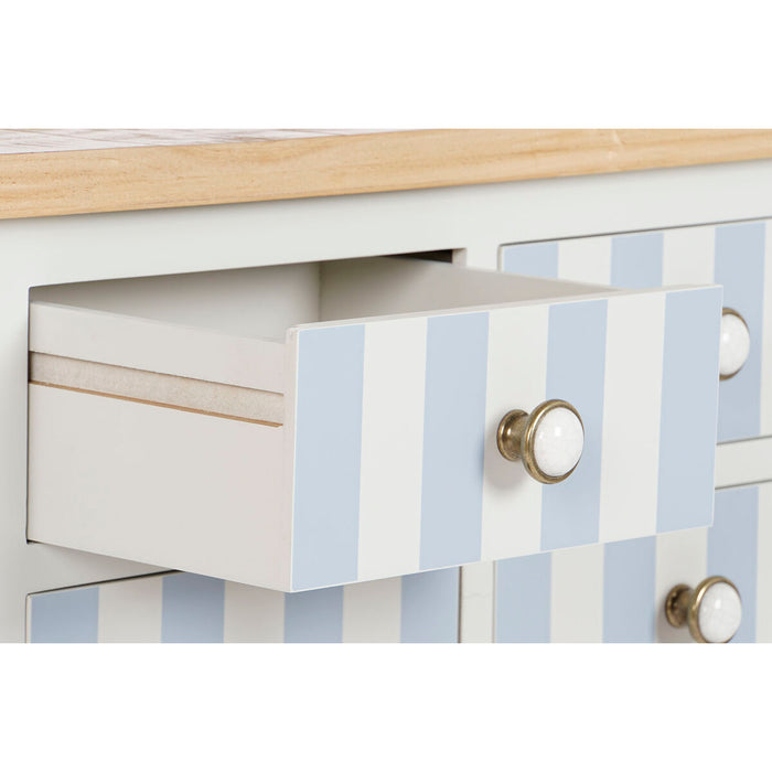 Consolă Home ESPRIT Albastru Alb Lemn de paulownia 103 x 35 x 80 cm