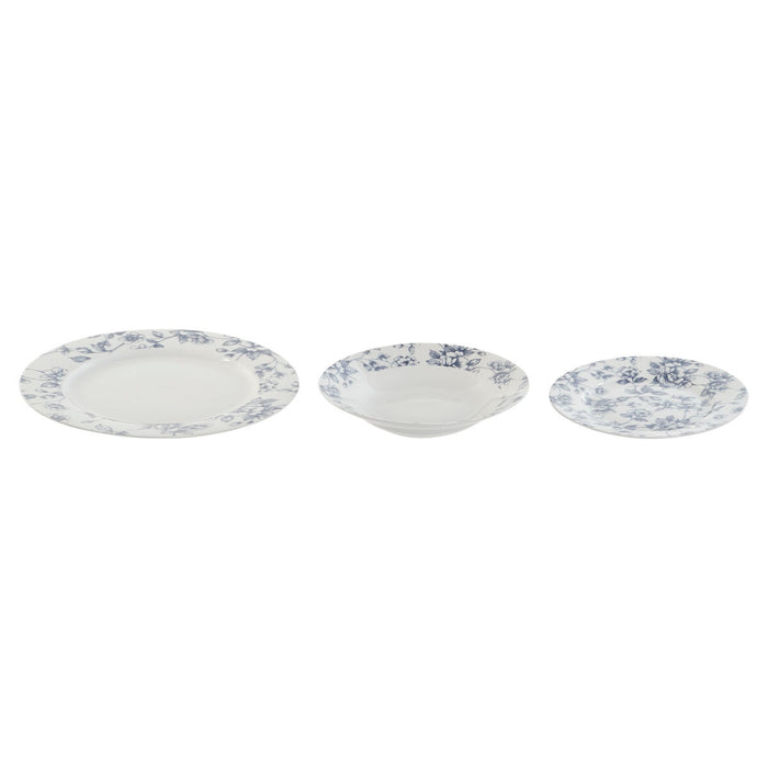 Set de Veselă Home ESPRIT Albastru Porțelan Floral 18 Piese 27 x 27 x 2 cm