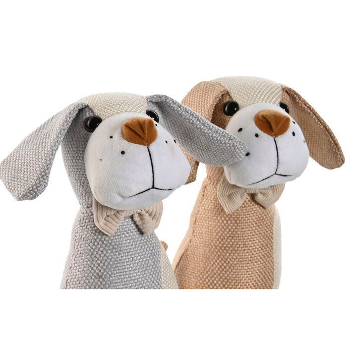 Opritor de ușă Home ESPRIT Nisip 23 x 12 x 26 cm Câine (2 Unități)